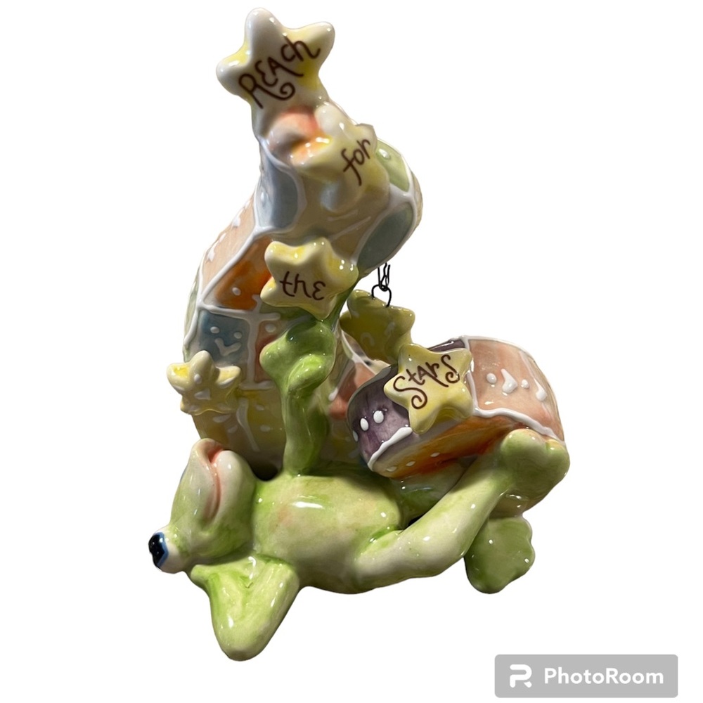 Athena Boulgaride Koko Original Ceramic Frog Reaching For The Stars Figurine